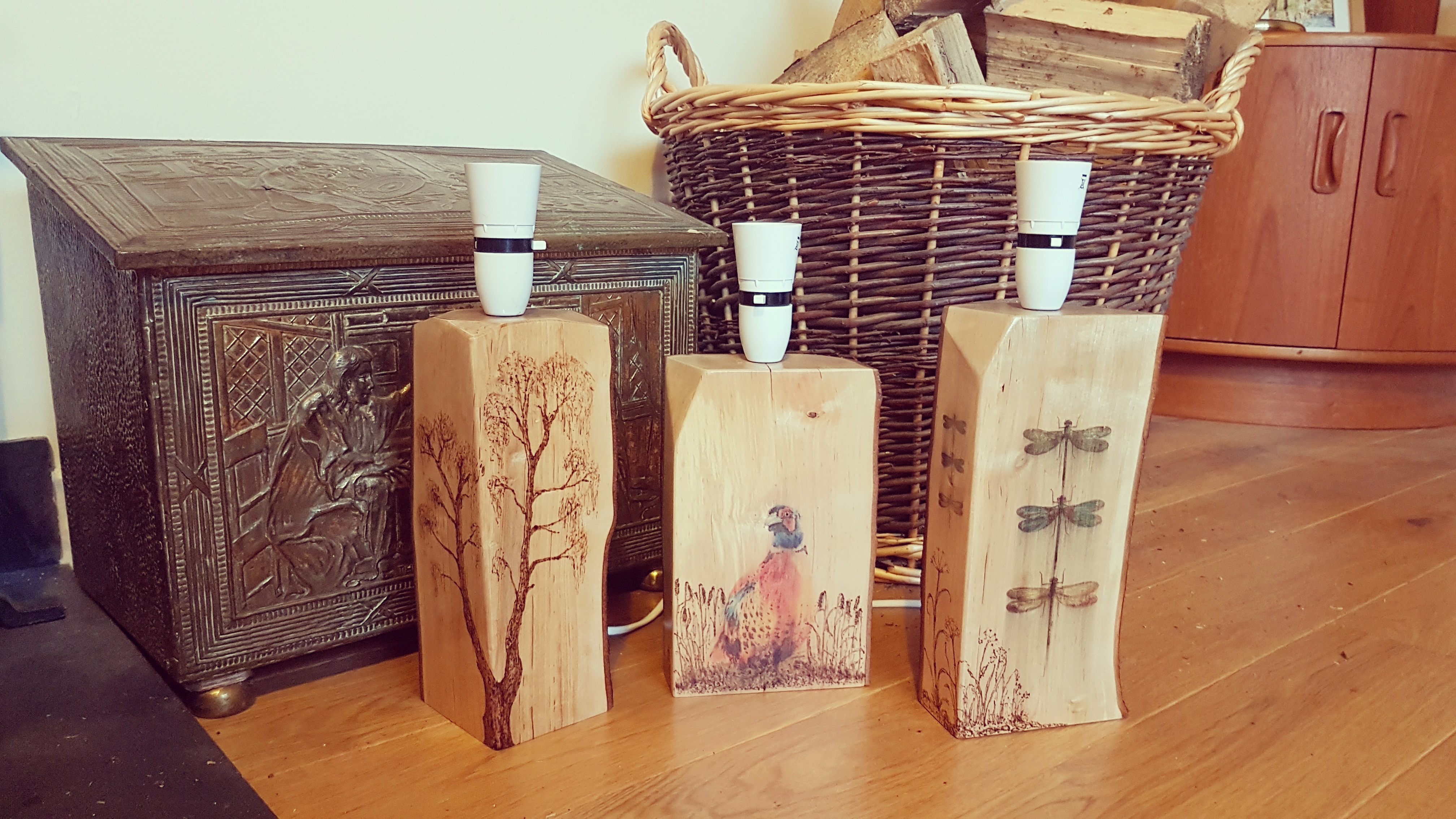 Handmade Rustic Wooden Log Lamps